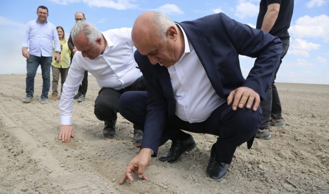 PANKOBİRLİK Başkanı Ramazan Erkoyuncu, Saraçoğlu yerleşkesindeki pancar ekimine katılarak su