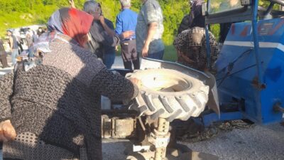 Düzce’nin Yığılca ilçesinde “pat pat” olarak bilinen tarım aracının devrilmesi