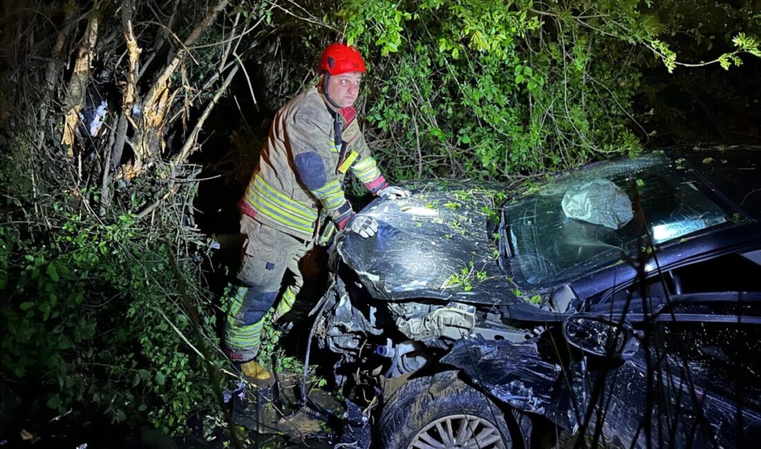 Düzce’de otomobilin dereye yuvarlanması sonucu 1 kişi yaralandı.